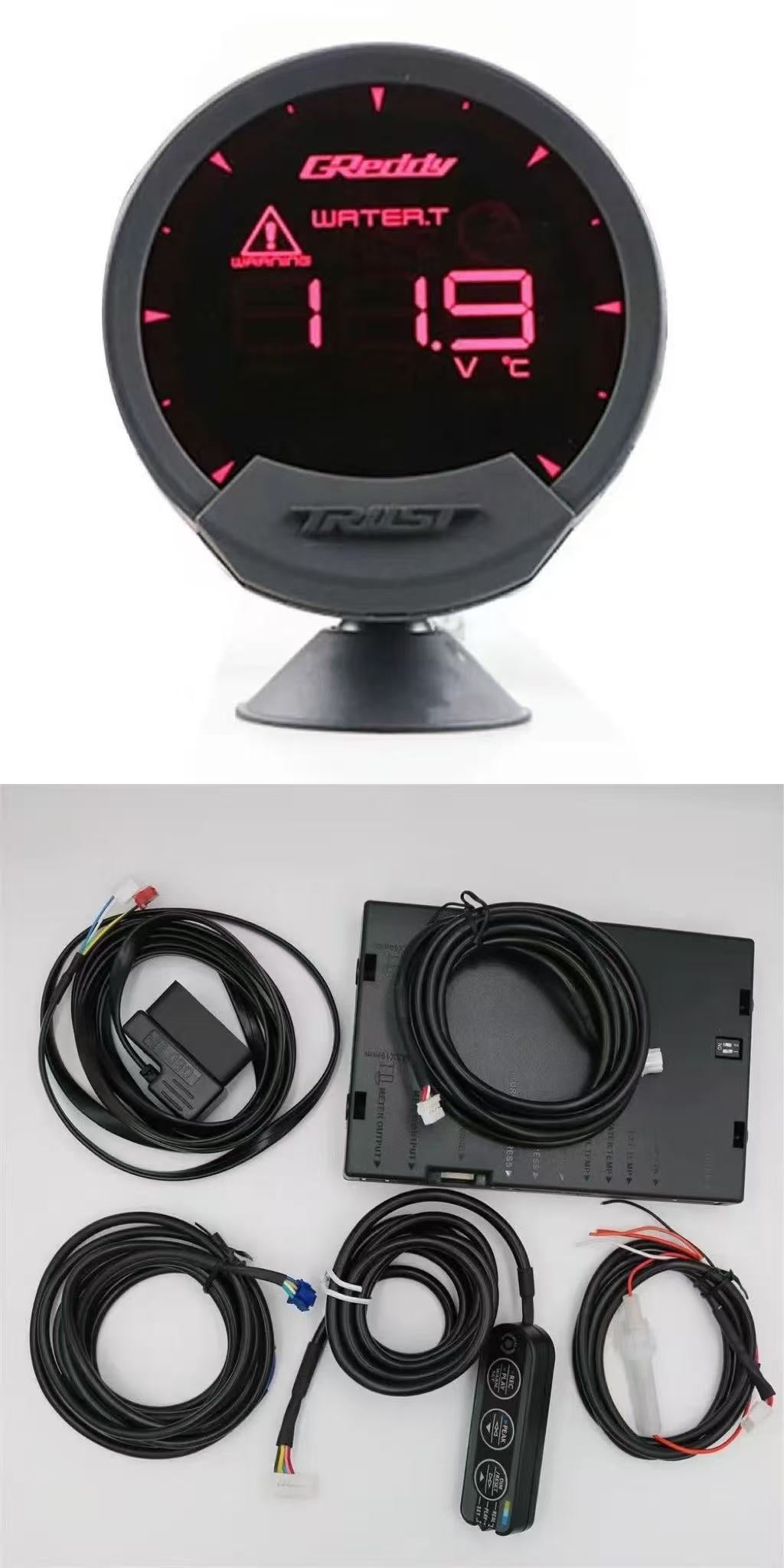 カー用品 OBD デジタルディスプレイ、改装メーター、液晶式多機能ターボ・水温・回転数・過給圧レーシングメーター(3 連式