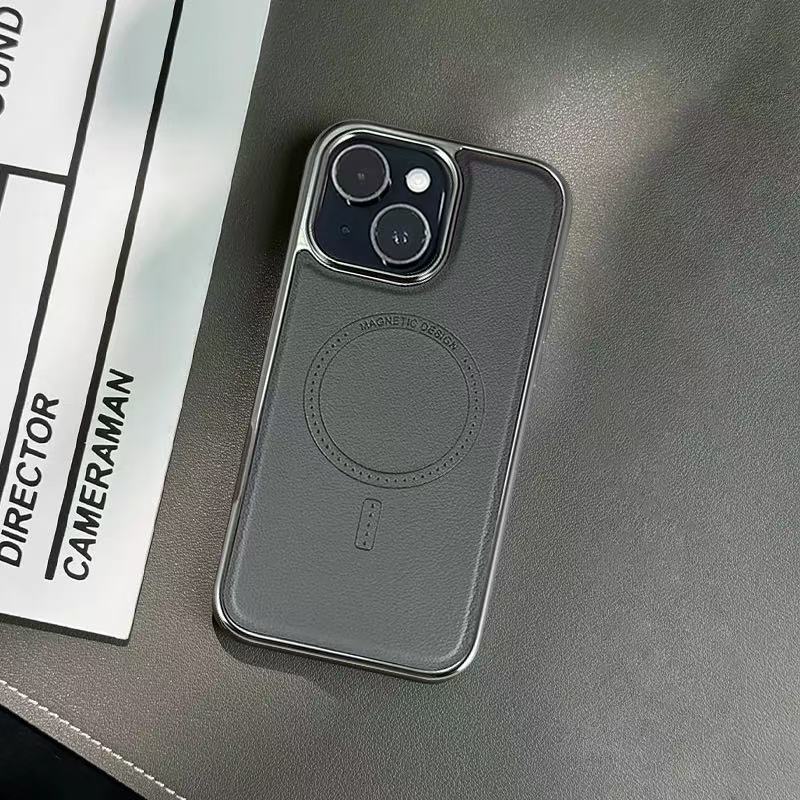 スマホケース シンプルなデザインの磁気吸着式スマホケース 耐衝撃・防振性能に優れ、高級感あふれるスマホケースで、iPhone に対応