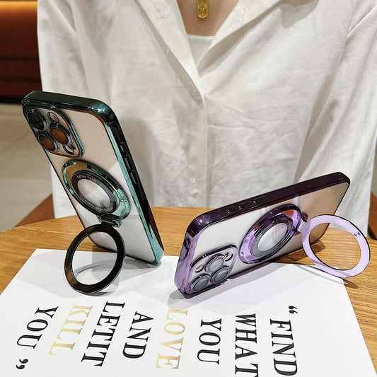 スマホケース 電気めっき磁気吸着式スマホケース TPU レンズフィルム付き・スタンド付き  耐衝撃・防振性能に優れ、高級感あふれるスマホケースで、iPhone 11~17に対応