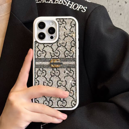 スマホケース  高級感  ダブルG  輝くダイヤモンド  耐衝撃・防振性能に優れ、高級感あふれるスマホケースで、iPhone に対応
