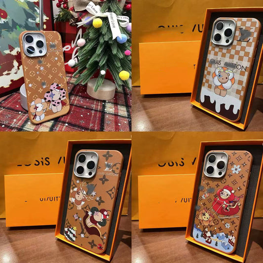 スマホケース  高級感 クリスマスシリーズ  ダブルV 耐衝撃・防振性能に優れ、高級感あふれるスマホケースで、iPhone に対応