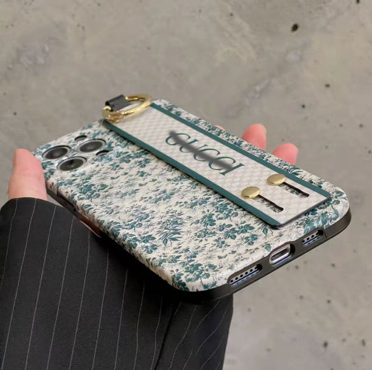 スマホケース  高級感 腕バンド付き  ダブルG 耐衝撃・防振性能に優れ、高級感あふれるスマホケースで、iPhone に対応