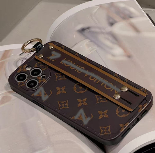 スマホケース  高級感 腕バンド付き ダブルV 耐衝撃・防振性能に優れ、高級感あふれるスマホケースで、iPhone に対応