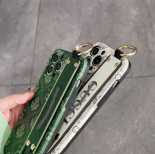 スマホケース  高級感 腕バンド付き  ダブルG 耐衝撃・防振性能に優れ、高級感あふれるスマホケースで、iPhone に対応