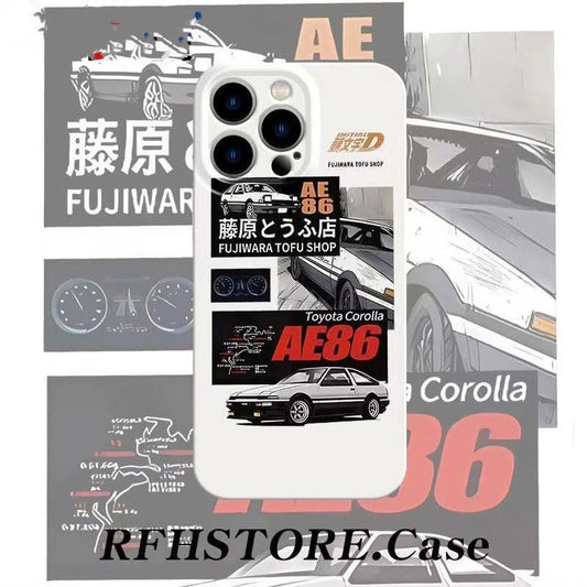 スマホケース 藤原豆腐店 AE86 テーマのスマホケース 耐衝撃・防振性能に優れ、高級感あふれるスマホケースで、iPhone に対応