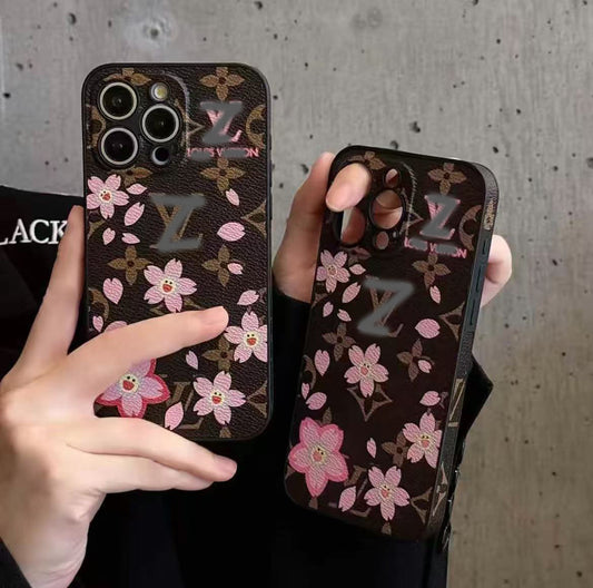 スマホケース  桜テーマ高級感  ダブルV 耐衝撃・防振性能に優れ、高級感あふれるスマホケースで、iPhone14~16 に対応