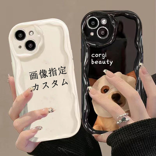 スマホケース  カスタムシリーズ  クリーム調の柄  耐衝撃・防振性能に優れ、高級感あふれるスマホケースで、iPhone に対応