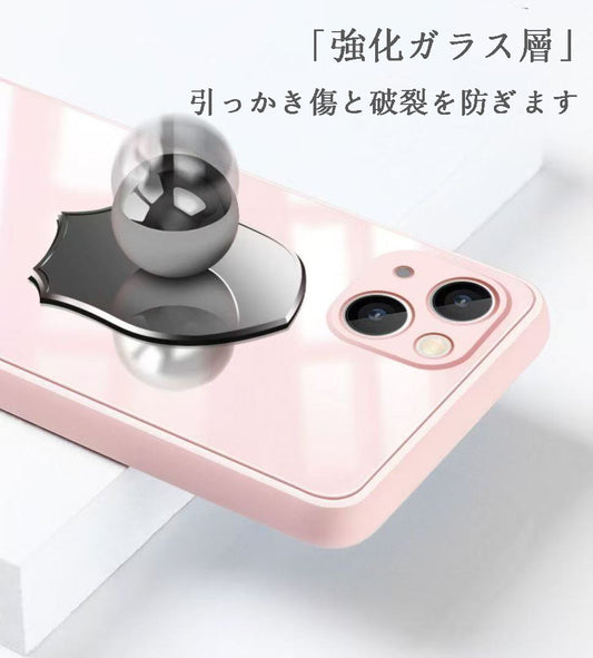 スマホケース  カスタムシリーズ 液体強化ガラス  耐衝撃・防振性能に優れ、高級感あふれるスマホケースで、iPhone に対応