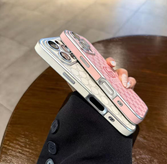 スマホケース  高級感皮革素材  ダブルG 耐衝撃・防振性能に優れ、高級感あふれるスマホケースで、iPhone12~16 に対応