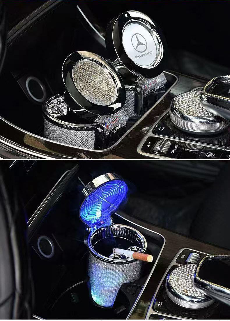 カー用品 車アクセサリー エアコン吹き出し口に掛けられる、カラフルに発光する車載用灰皿