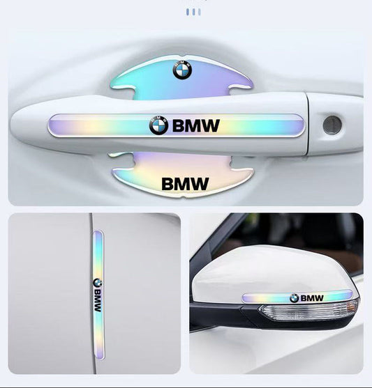 車用品 夜光レーザーカラー (8個セット) 傷防止ドアエッジガード、ドアハンドルプロテクター、ドアエッジプロテクター、ハンドル傷防止ステッカー、装飾