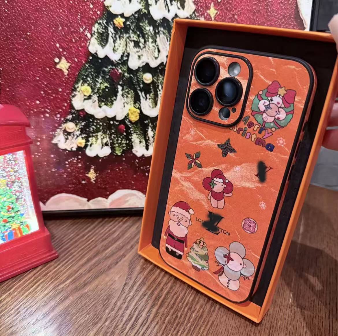 スマホケース クリスマスシリーズ 高級感 ダブルV 耐衝撃・防振性能に優れ、高級感あふれるスマホケースで、iPhone に対応