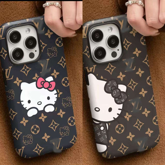 スマホケース  高級感 ハローキティ  ダブルV  耐衝撃・防振性能に優れ、高級感あふれるスマホケースで、iPhone7~17 に対応