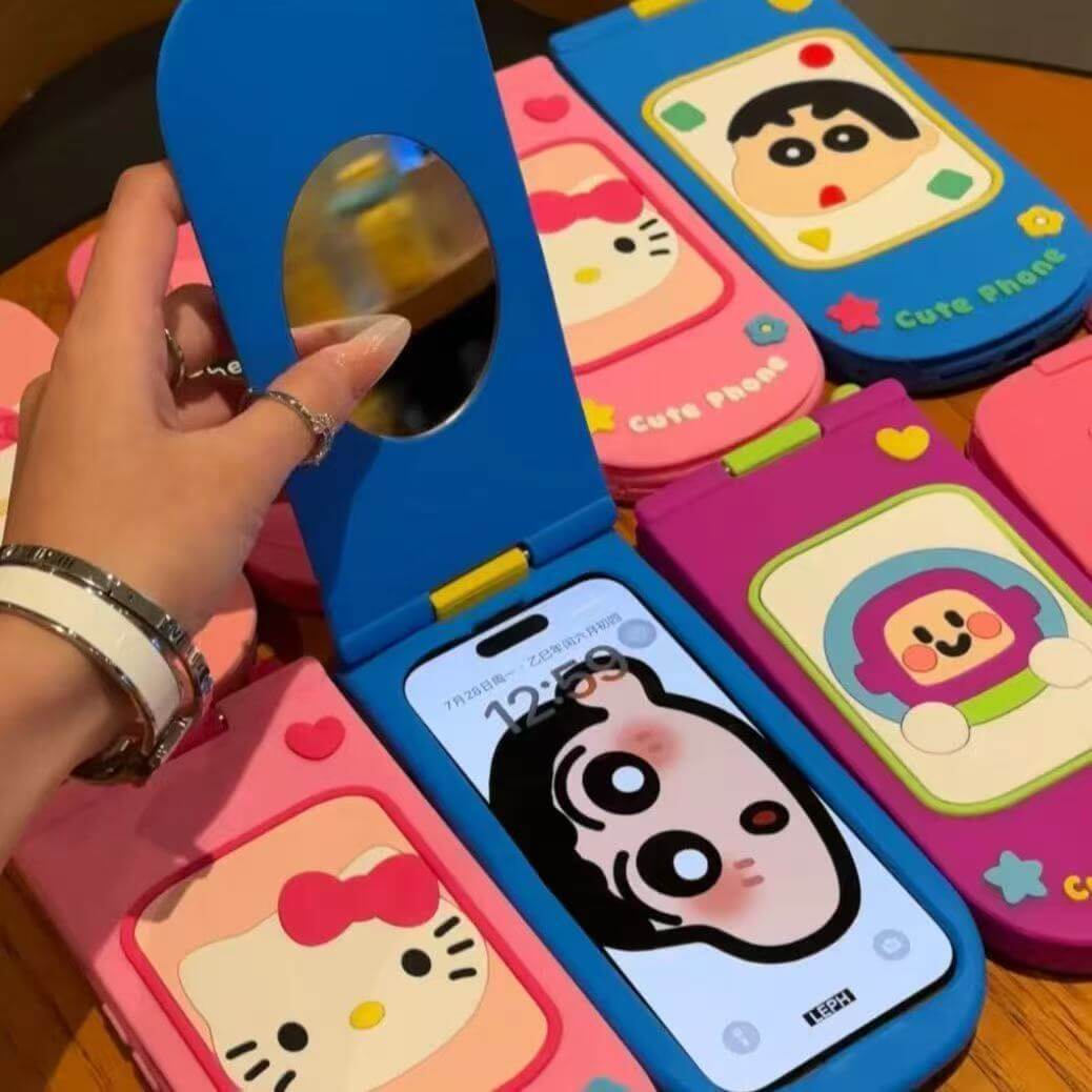 スマホケース 折りたたみ式カートゥーンスマホケース 耐衝撃・防振性能に優れ、高級感あふれるスマホケースで、iPhone に対応