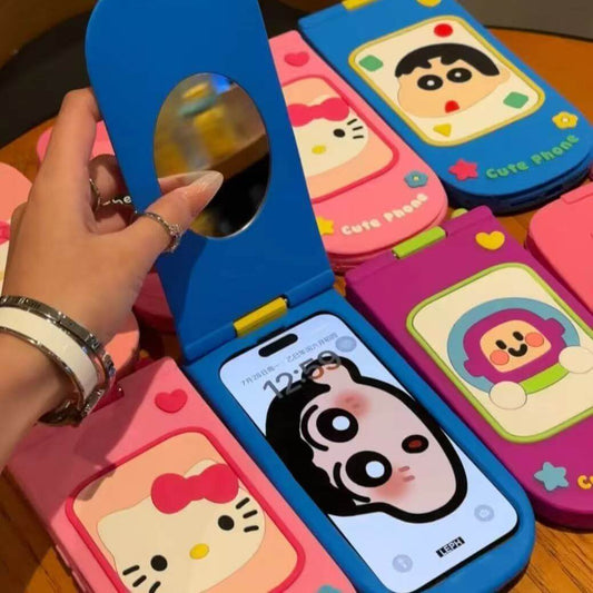 スマホケース  折りたたみ式カートゥーンスマホケース  耐衝撃・防振性能に優れ、高級感あふれるスマホケースで、iPhone に対応