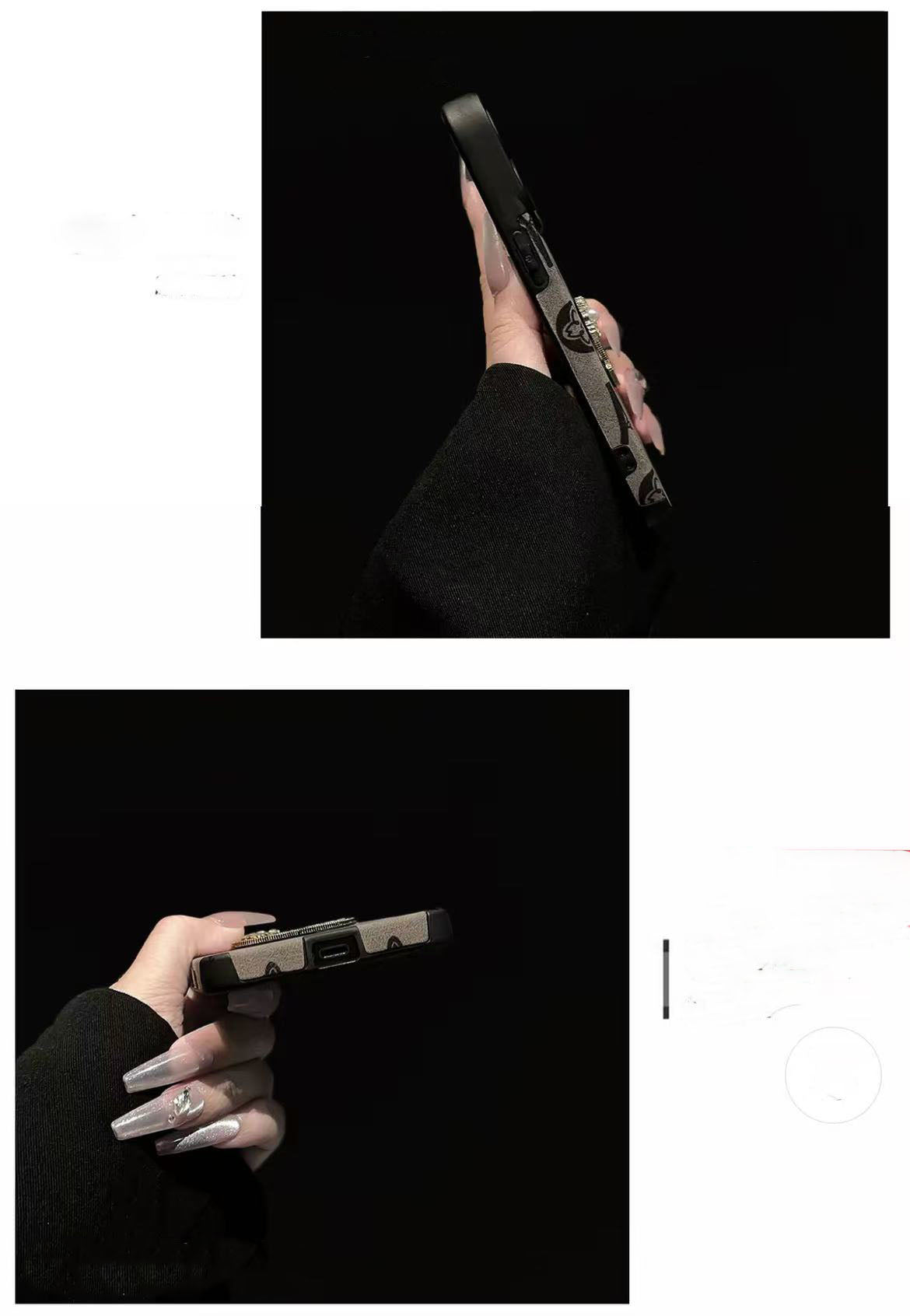 スマホケース 高級感 ストラップ付き ダブルV 耐衝撃・防振性能に優れ、高級感あふれるスマホケースで、iPhone11~17 に対応