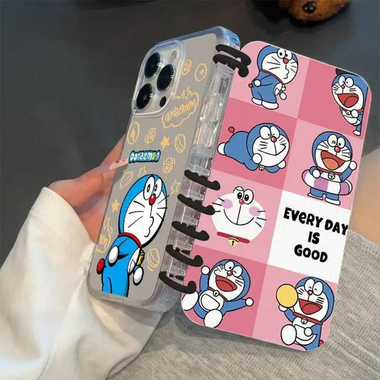 本型スマホケース 定番キャラクター「ドラえもん」テーマ  手帳型スマホケース  キャラクターの柔らかい 折りたたみ式 ノート型 スマホケース  iPhone に対応