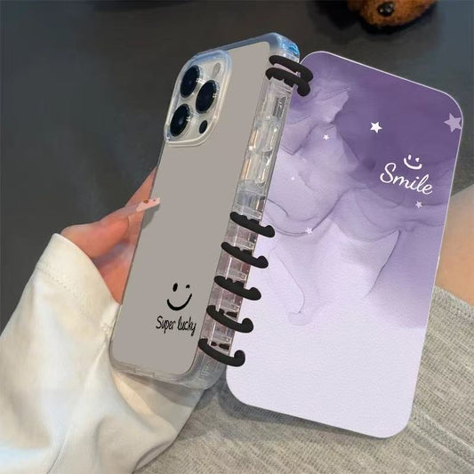 本型スマホケース 「スマイル」テーマ 手帳型スマホケース  キャラクターの柔らかい 折りたたみ式 ノート型 スマホケース  iPhone に対応