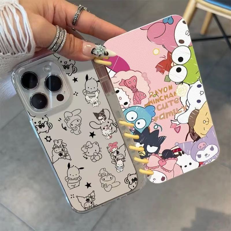 本型スマホケース 人気サンリオキャラクターたちテーマ 手帳型スマホケース  キャラクターの柔らかい 折りたたみ式 ノート型 スマホケース  iPhone に対応