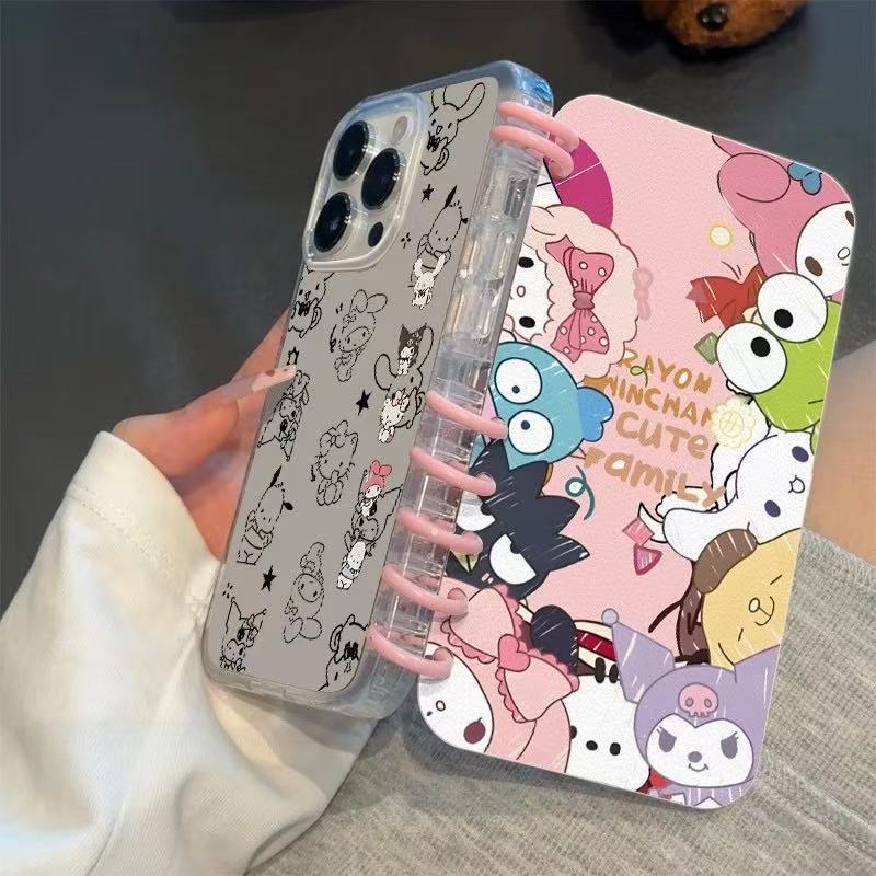 本型スマホケース 人気サンリオキャラクターたちテーマ 手帳型スマホケース  キャラクターの柔らかい 折りたたみ式 ノート型 スマホケース  iPhone に対応