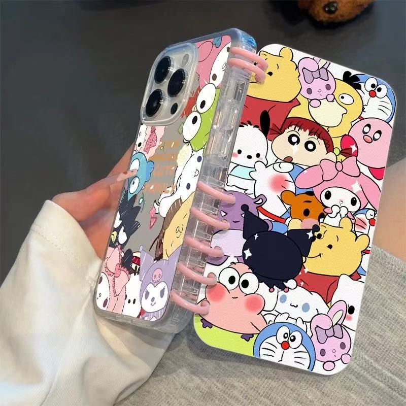 本型スマホケース 人気サンリオキャラクターたちテーマ 手帳型スマホケース  キャラクターの柔らかい 折りたたみ式 ノート型 スマホケース  iPhone に対応