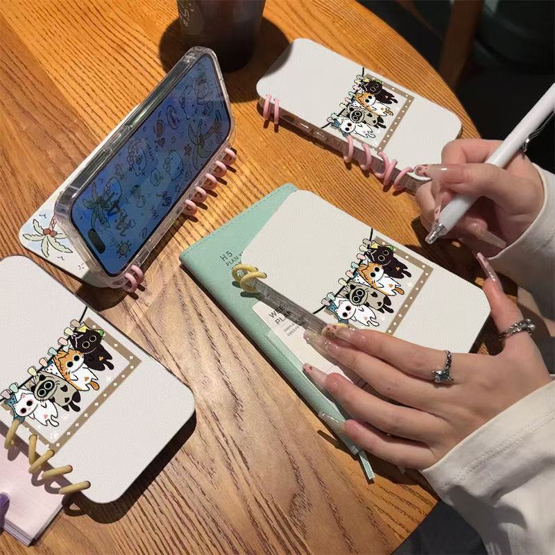 本型スマホケース 洗濯物を干すように可愛らしく「干した」姿テーマ 手帳型スマホケース  キャラクターの柔らかい 折りたたみ式 ノート型 スマホケース  iPhone に対応