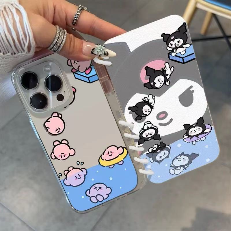 本型スマホケース 「クロミー」が元気にジャンプする姿テーマ 手帳型スマホケース  キャラクターの柔らかい 折りたたみ式 ノート型 スマホケース  iPhone に対応