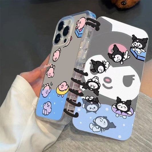 本型スマホケース 「クロミー」が元気にジャンプする姿テーマ 手帳型スマホケース  キャラクターの柔らかい 折りたたみ式 ノート型 スマホケース  iPhone に対応