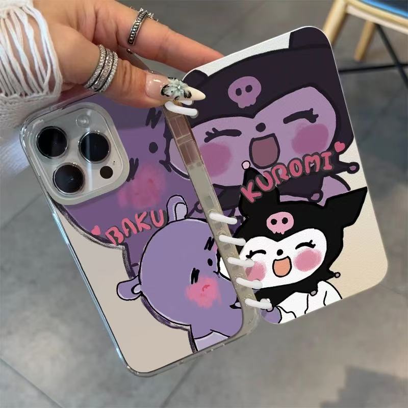 本型スマホケース 「クロミー」が明るくスマイルする姿テーマ 手帳型スマホケース  キャラクターの柔らかい 折りたたみ式 ノート型 スマホケース  iPhone に対応