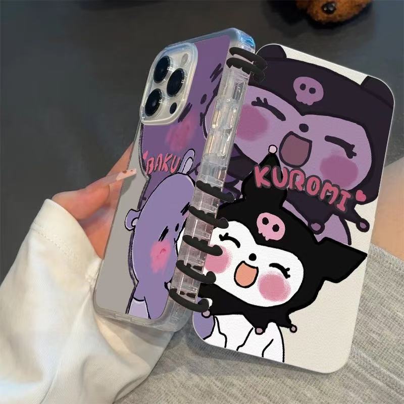 本型スマホケース 「クロミー」が明るくスマイルする姿テーマ 手帳型スマホケース  キャラクターの柔らかい 折りたたみ式 ノート型 スマホケース  iPhone に対応