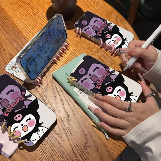 本型スマホケース 「クロミー」が明るくスマイルする姿テーマ 手帳型スマホケース  キャラクターの柔らかい 折りたたみ式 ノート型 スマホケース  iPhone に対応