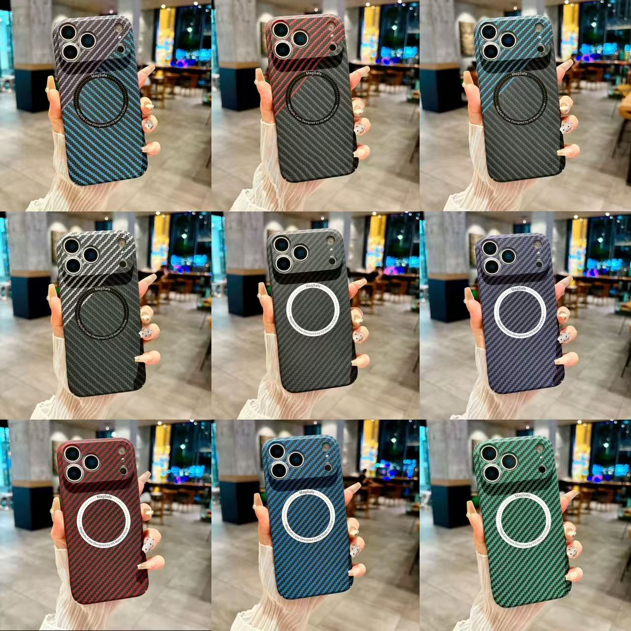 スマホケース  カーボンファイバー柄 プレミアムマグネットスマホケース  耐衝撃・防振性能に優れ、高級感あふれるスマホケースで、iPhone 11~17 に対応