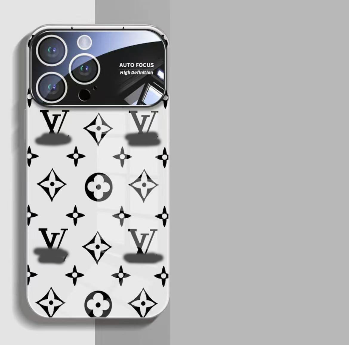 スマホケース  高級感強化ガラス製  ダブルV  耐衝撃・防振性能に優れ、高級感あふれるスマホケースで、iPhone11~17 に対応