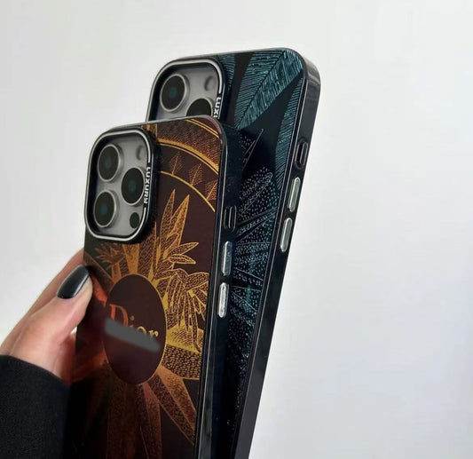 スマホケース  高級感太陽の花  ダブルDi**  耐衝撃・防振性能に優れ、高級感あふれるスマホケースで、iPhone12~16 に対応