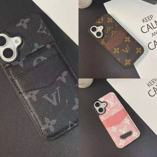 スマホケース  高級感カードスロット付き  ダブルV  耐衝撃・防振性能に優れ、高級感あふれるスマホケースで、iPhone13~17 に対応