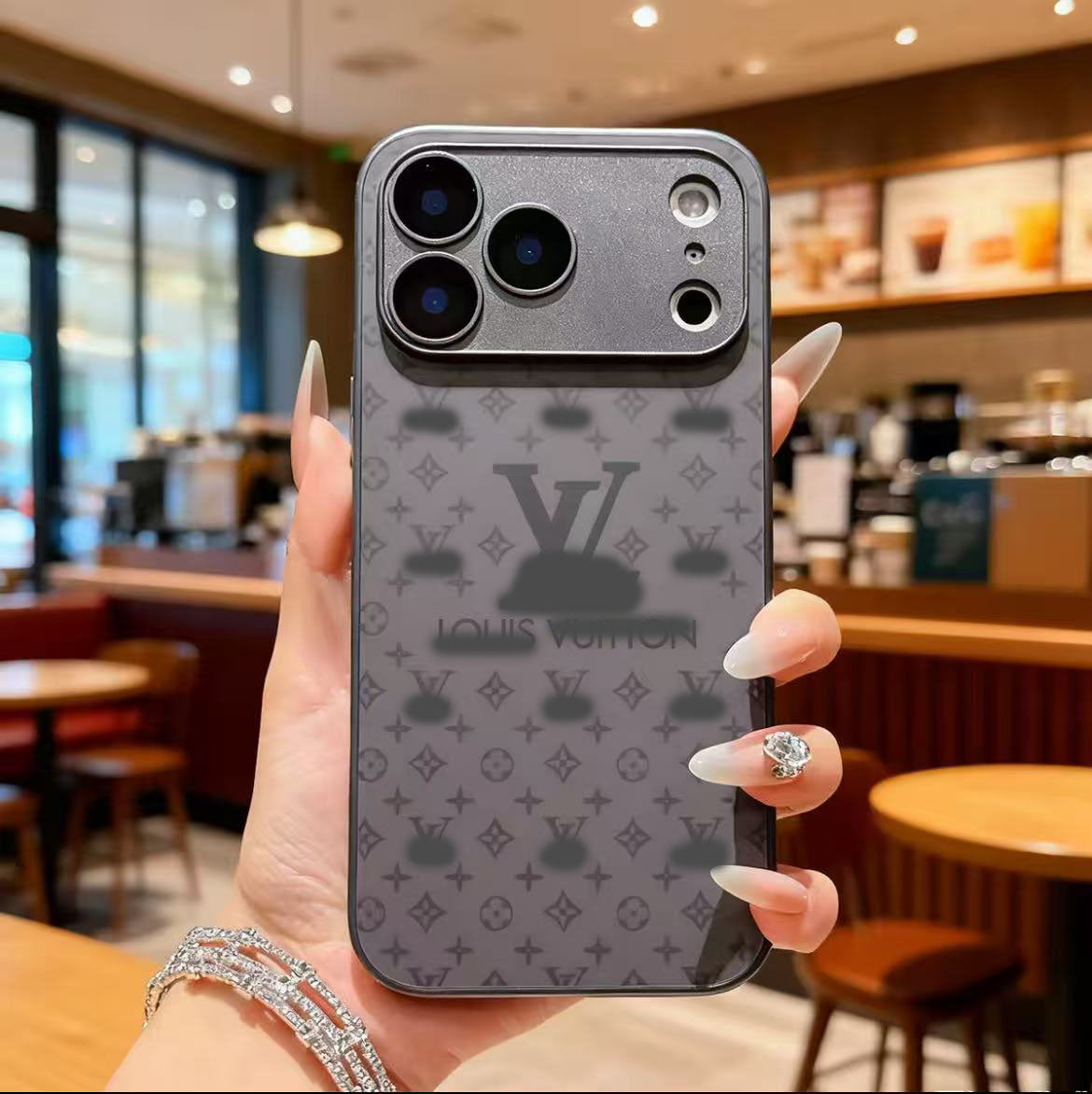 スマホケース  高級感強化ガラススマホケース   ダブルV    耐衝撃・防振性能に優れ、高級感あふれるスマホケースで、iPhone12~17 に対応