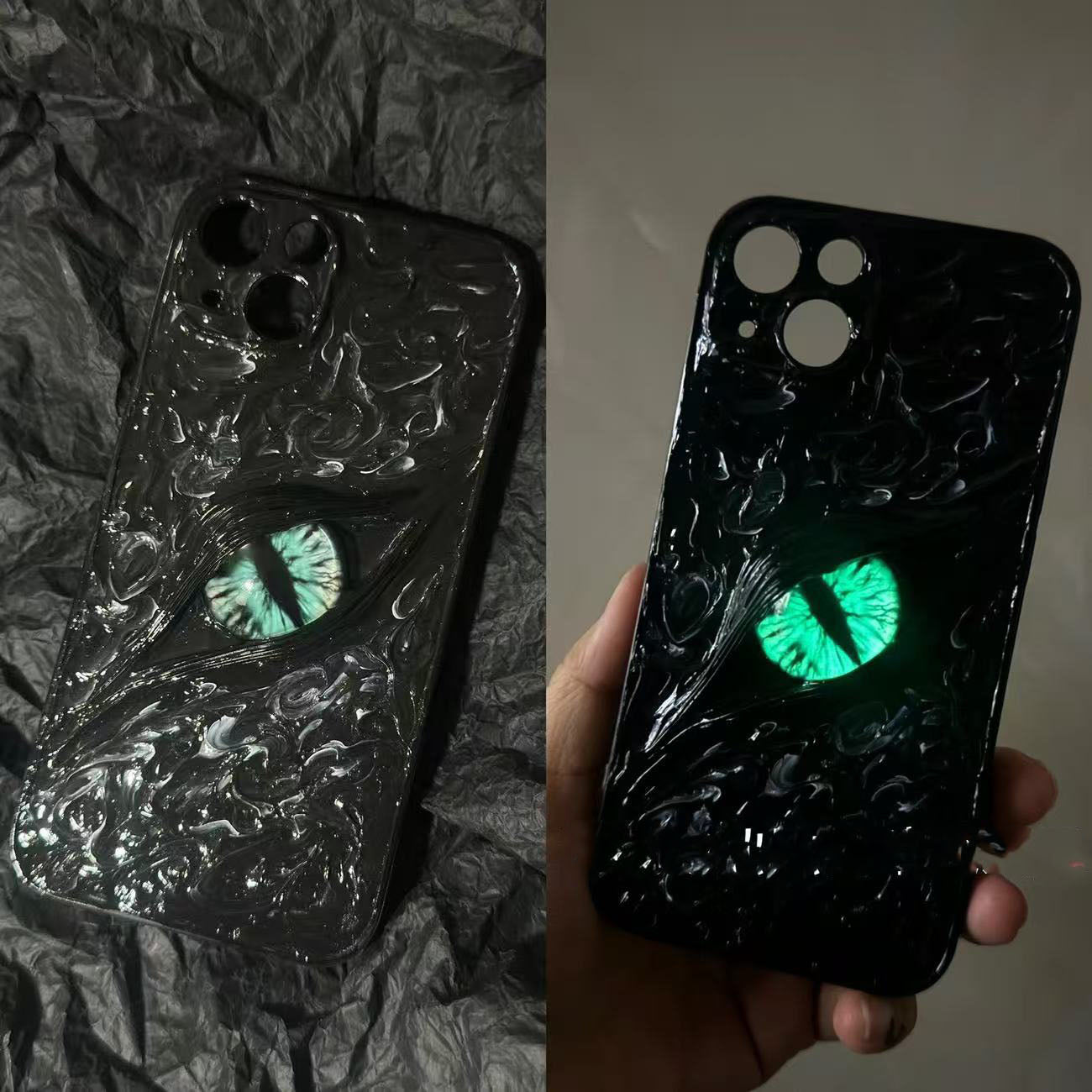 スマホケース (プレオーダー商品) 3D 立体 クルスの眼 悪魔ルミネッセントアイスマホケース 耐衝撃・防振性能に優れ、高級感あふれるスマホケースで、iPhone に対応