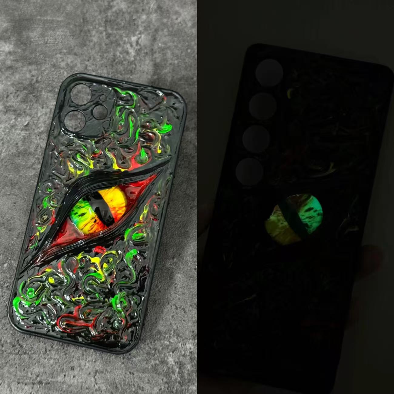 スマホケース (プレオーダー商品) 3D 立体 クルスの眼 悪魔ルミネッセントアイスマホケース 耐衝撃・防振性能に優れ、高級感あふれるスマホケースで、iPhone に対応