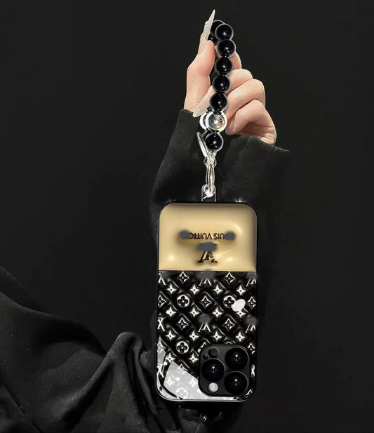 スマホケース 高級感ガラスパッチワーク柄スマホケース ダブルV 耐衝撃・防振性能に優れ、高級感あふれるスマホケースで、iPhone12~17 に対応