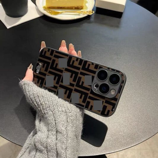 スマホケース 高級感ガラス質感スマホケース ダブルFEN** 耐衝撃・防振性能に優れ、高級感あふれるスマホケースで、iPhone12~17 に対応