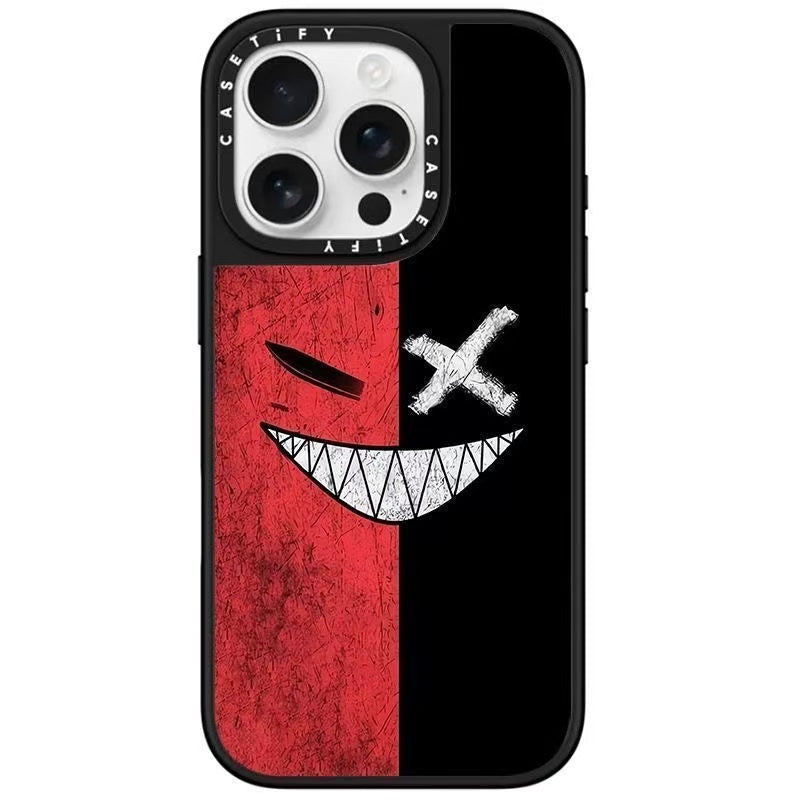 スマホケース ケースTIFY 赤と黒のスマイル柄スマホケース! 耐衝撃・防振性能に優れ、高級感あふれるスマホケースで、iPhone12~17 に対応