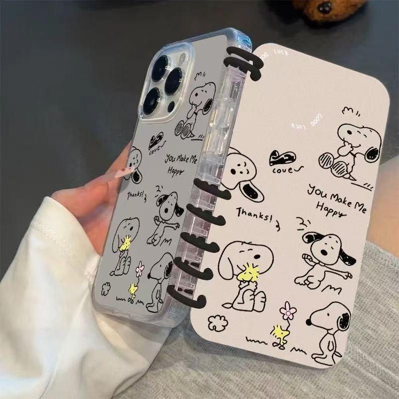 本型スマホケース スヌーピの愛らしい柄が魅力的なスマホケースです! 手帳型スマホケース キャラクターの柔らかい 折りたたみ式 ノート型 スマホケース iPhone に対応