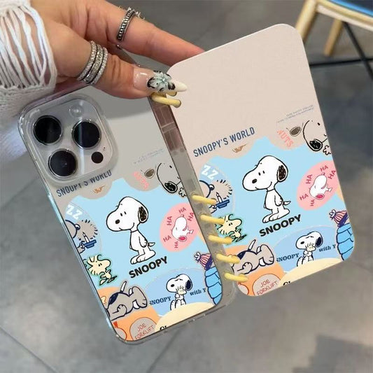 本型スマホケース スヌーピの愛らしい柄が魅力的なスマホケースです! 手帳型スマホケース キャラクターの柔らかい 折りたたみ式 ノート型 スマホケース iPhone に対応