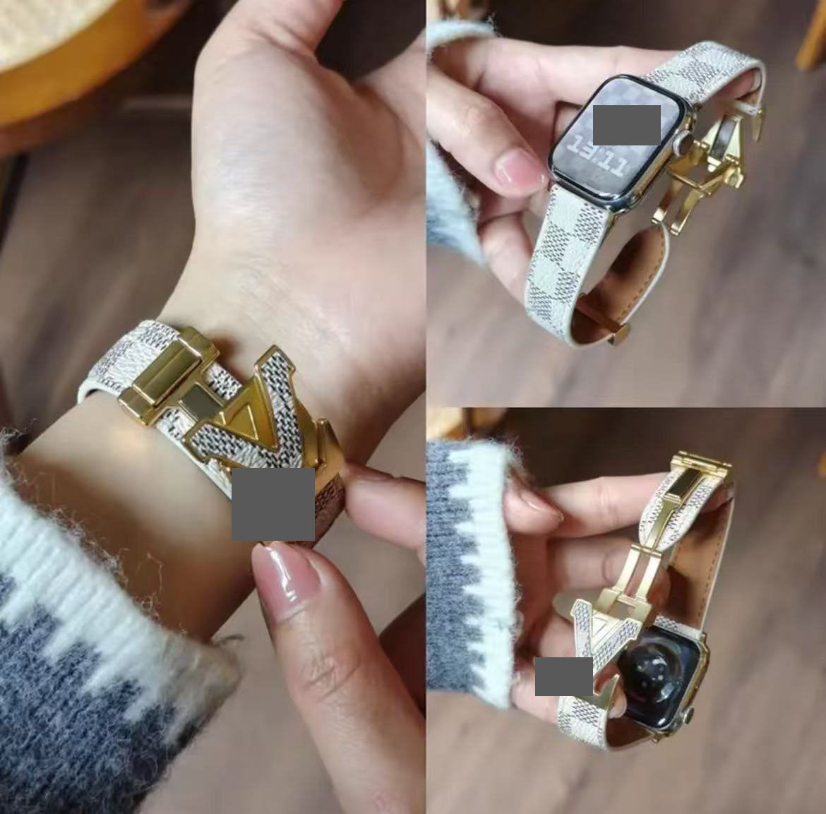 アップルウォッチストラップ Apple Watch ダブルV バンド レザー リザード柄 iWatch ストラップ 38mm~49mm 対応