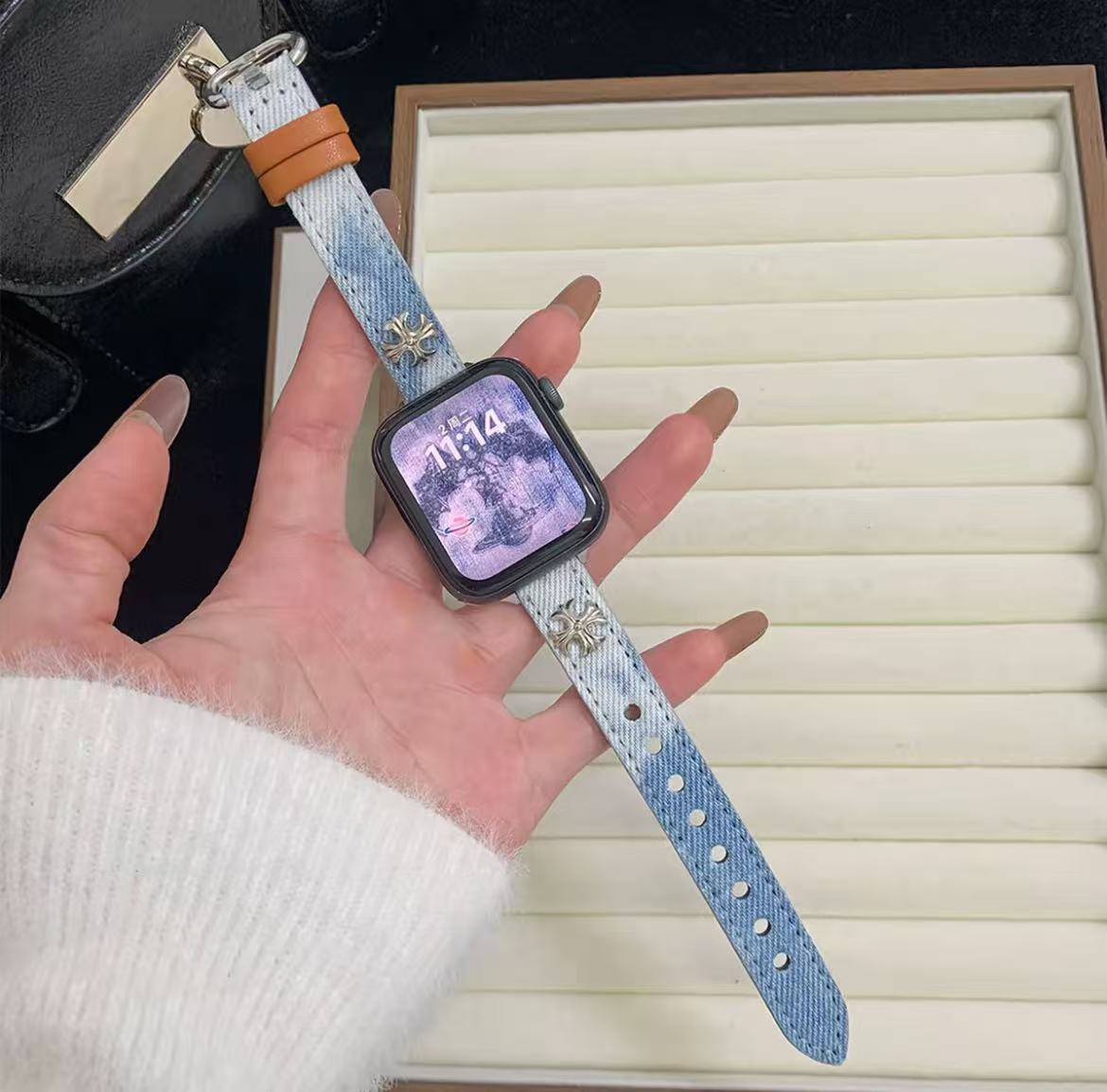 アップルウォッチストラップ Apple Watch デニム風 バンド iWatch ストラップ 38mm~49mm 対応