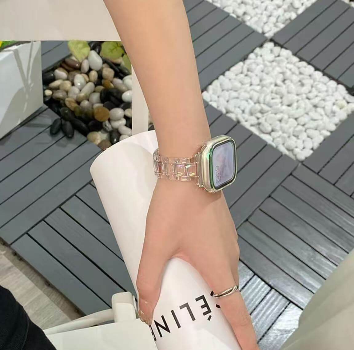 アップルウォッチストラップ Apple Watch レーザーグレイシャークリアバンド iWatch ストラップ 38mm~49mm 対応