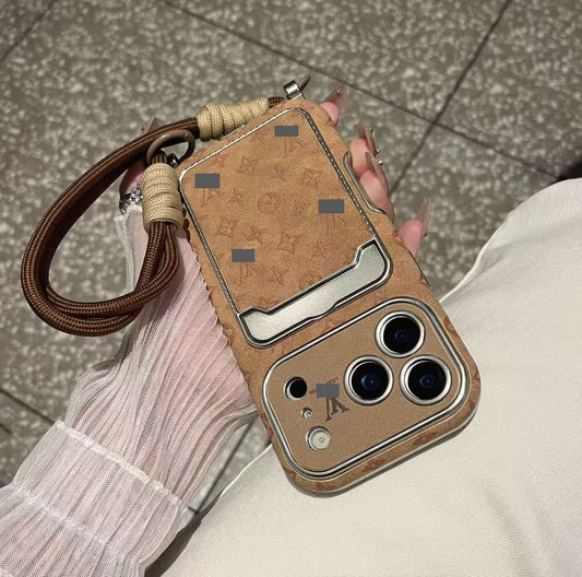 スマホケース 高級感大窓付き ストラップ付きスマホケース ダブルV 耐衝撃・防振性能に優れ、高級感あふれるスマホケースで、iPhone14-17 に対応