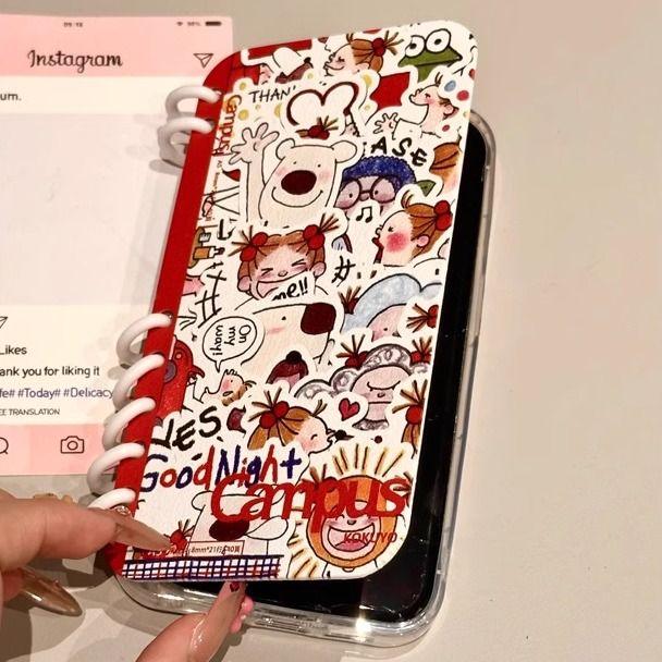 本型スマホケース 可愛いテーマ 手帳型スマホケース キャラクターの柔らかい 折りたたみ式 ノート型 スマホケース  iPhone に対応