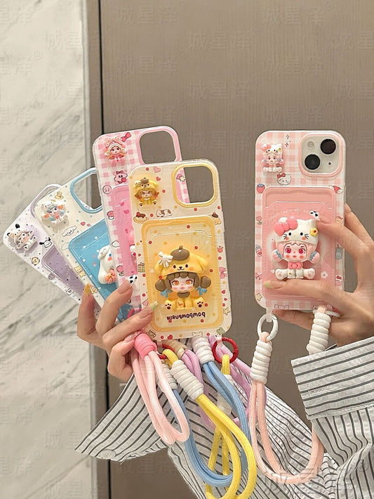 スマホケース  ぬいぐるみ風ハローキティテーマ、  耐衝撃・防振性能に優れ、高級感あふれるスマホケースで、iPhone に対応