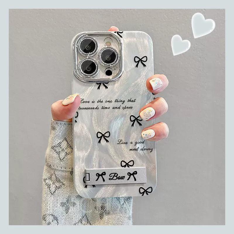Buttonholic & heart design, luxurious bracelet with stand, smartphone case for iPhone